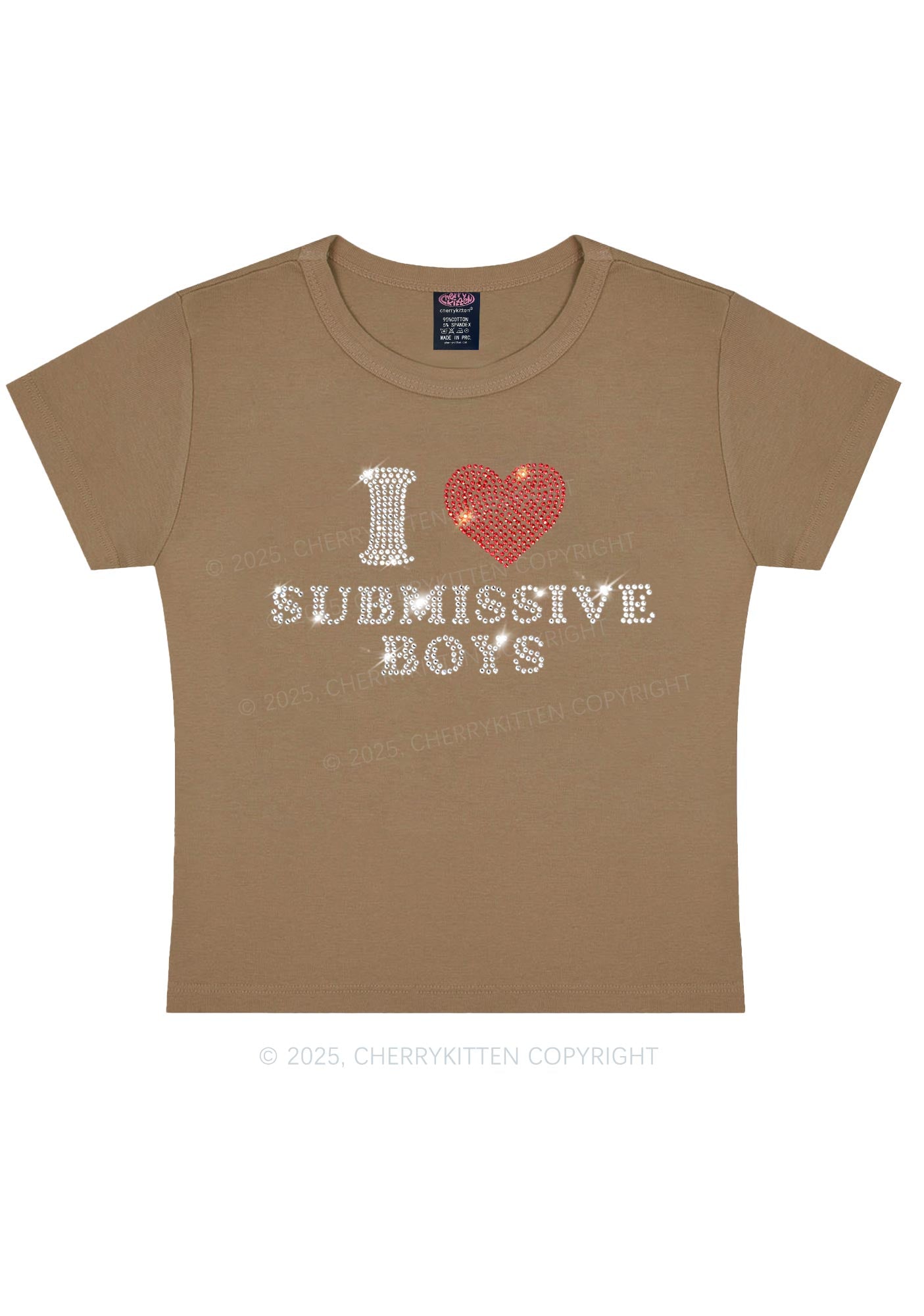 Rhinestone I Love S Boys Y2K Baby Tee Cherrykitten