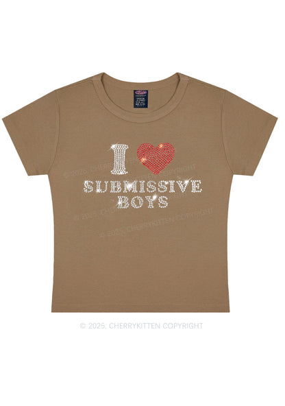 Rhinestone I Love S Boys Y2K Baby Tee Cherrykitten