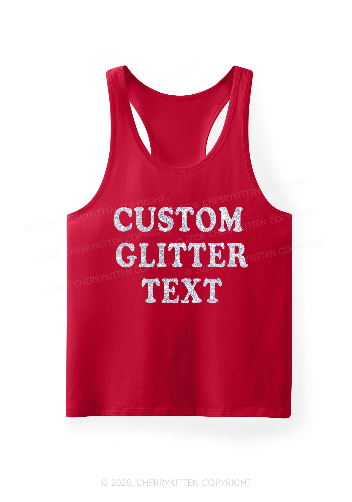 Custom Text Glitter Y2K Men Racerback Tank Top Cherrykitten