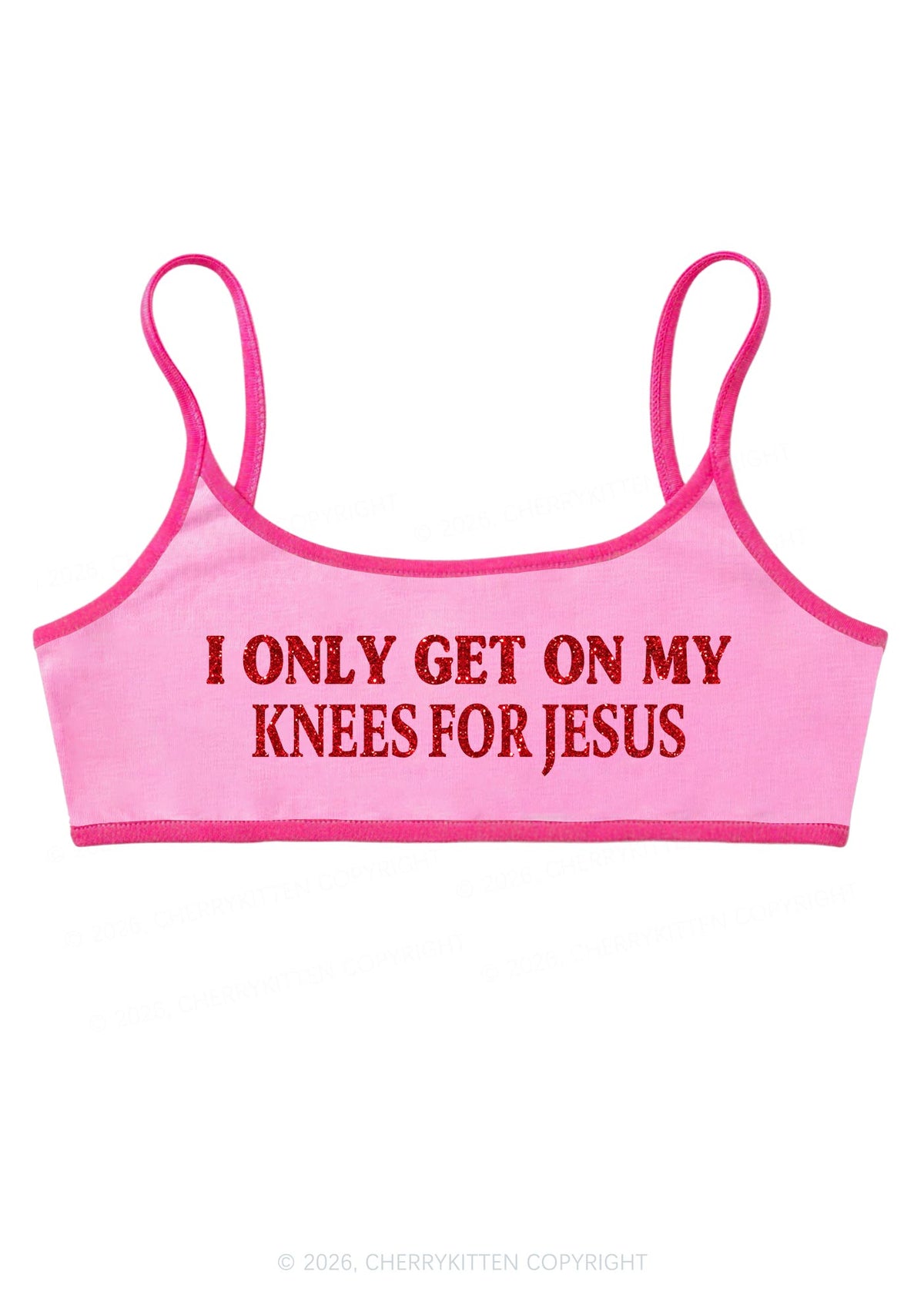 Glitter Get On My Knees For Jesus Y2K Super Crop Cami Cherrykitten