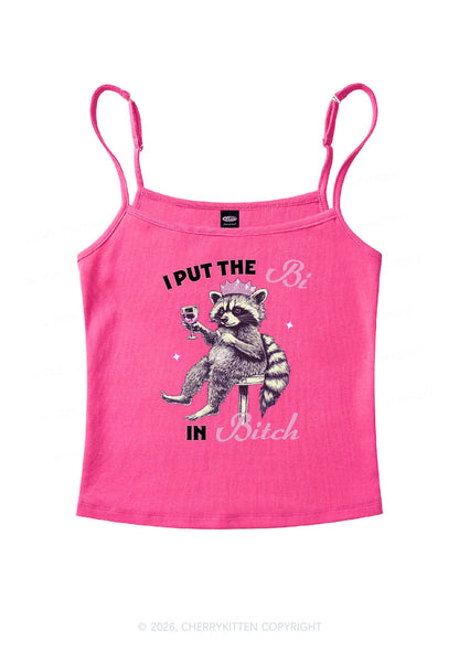 I Put Bi In Bxxch Raccoon Pride Y2K Spaghetti Strap Cami Cherrykitten