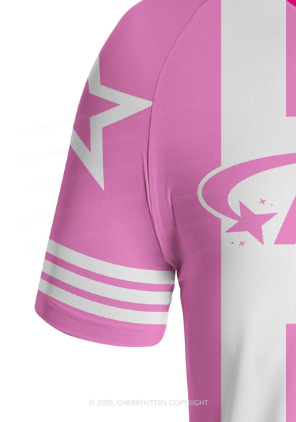 Alpha Male Pink White Stripes Pride Y2K Football Jersey Shirts Cherrykitten