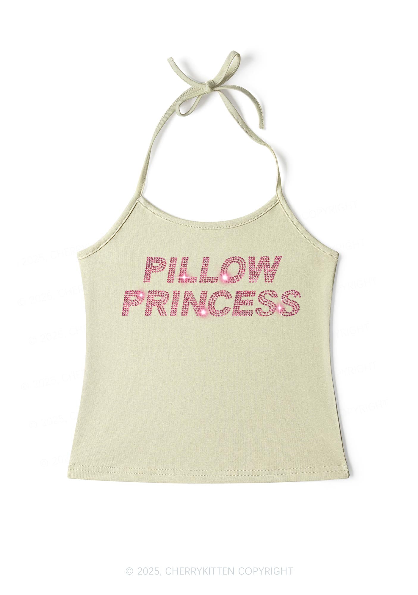 Rhinestone Pillow Princess Y2K Halter Neck Cami Cherrykitten