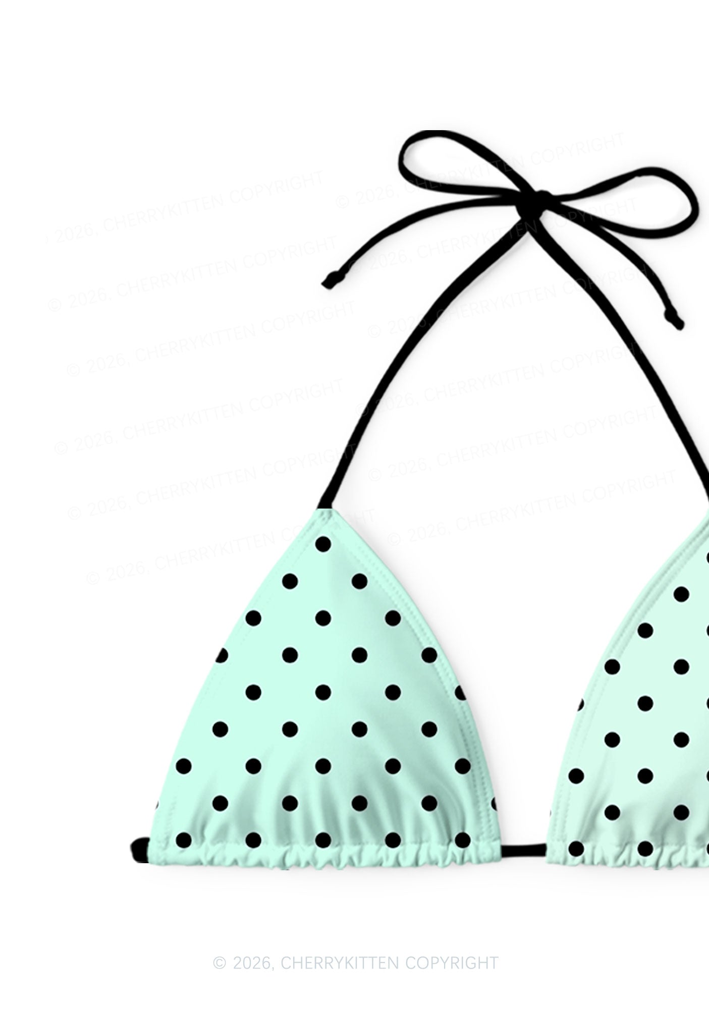 Black Dots On Mint Green Y2K Print Bikini Set Cherrykitten