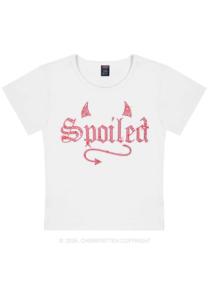 Rhinestone Spoiled Devil Horn Y2K Baby Tee Cherrykitten