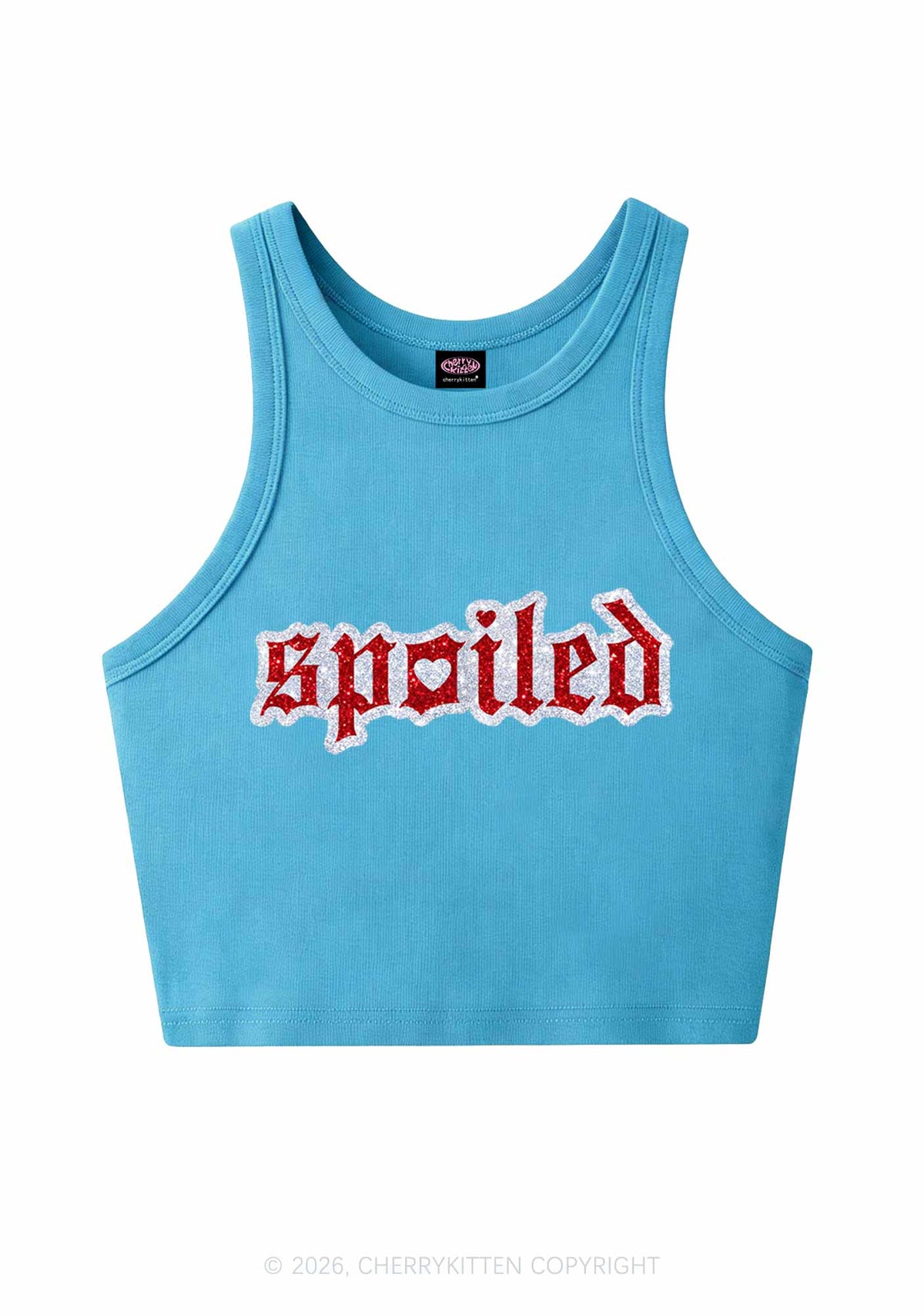 Glitter Stroke Spoiled Y2K Crop Tank Top Cherrykitten
