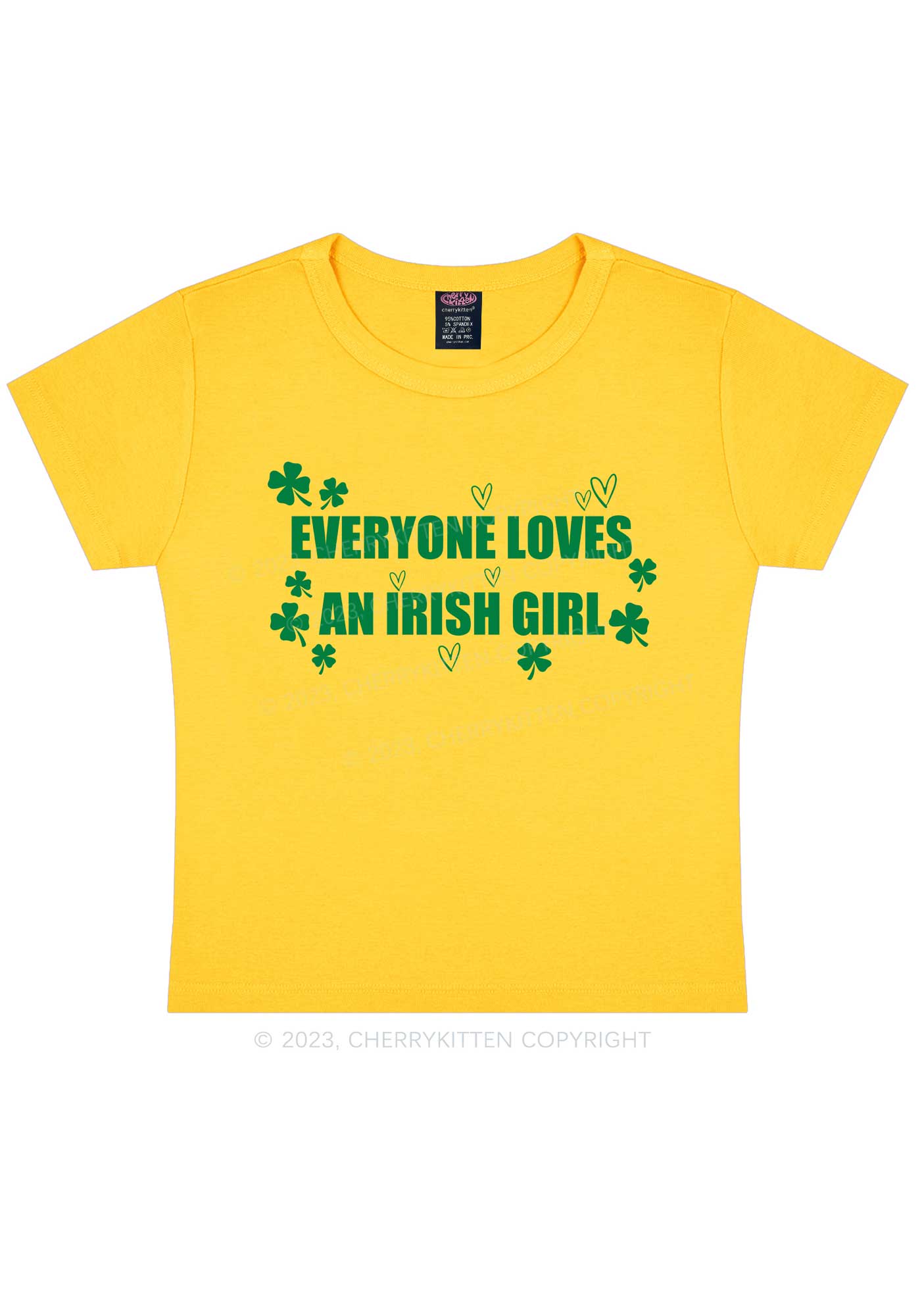 Everyone Loves Irish Girl St Patricks Y2K Baby Tee Cherrykitten