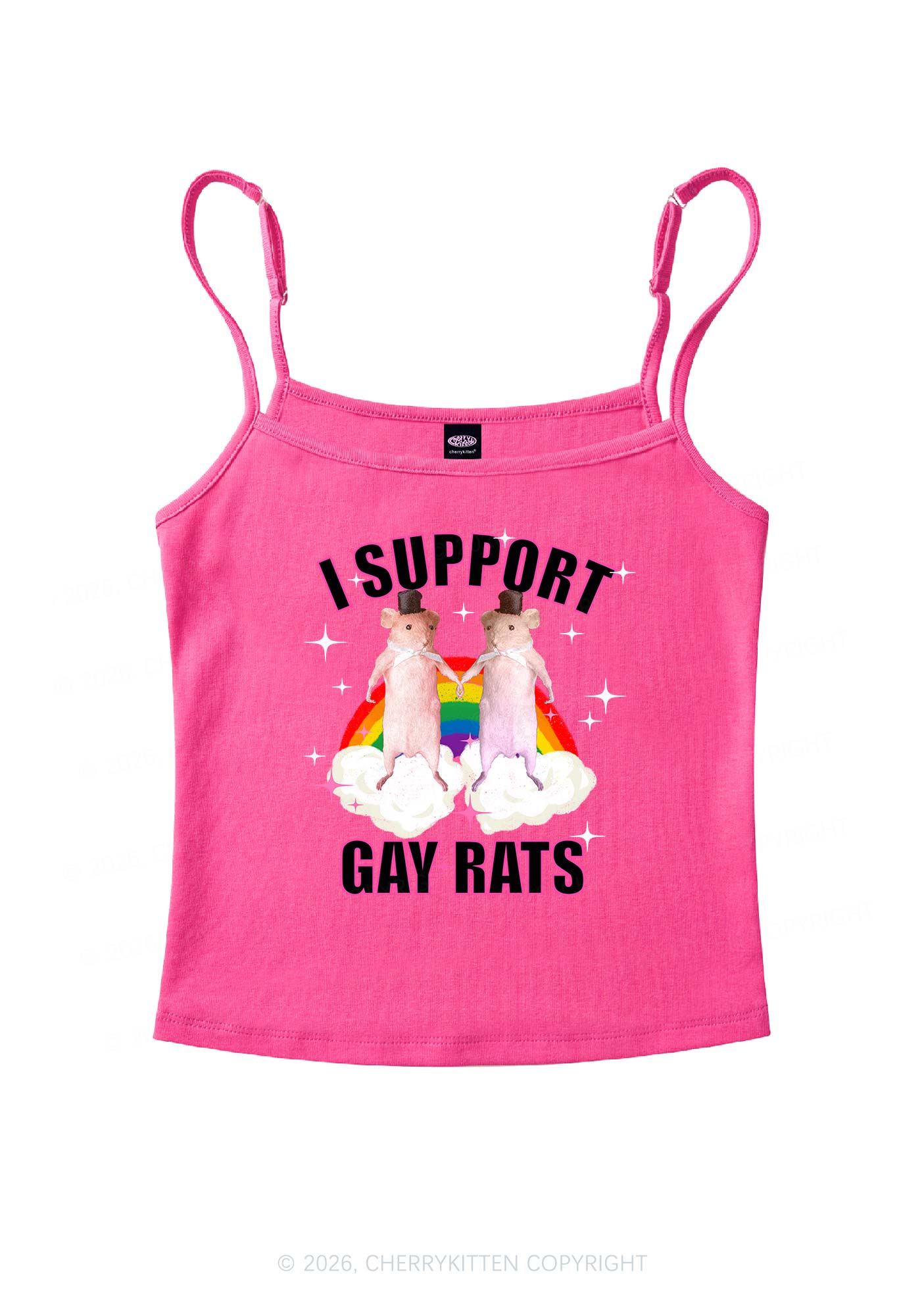 Support Gay Rats Pride Y2K Spaghetti Strap Cami Cherrykitten