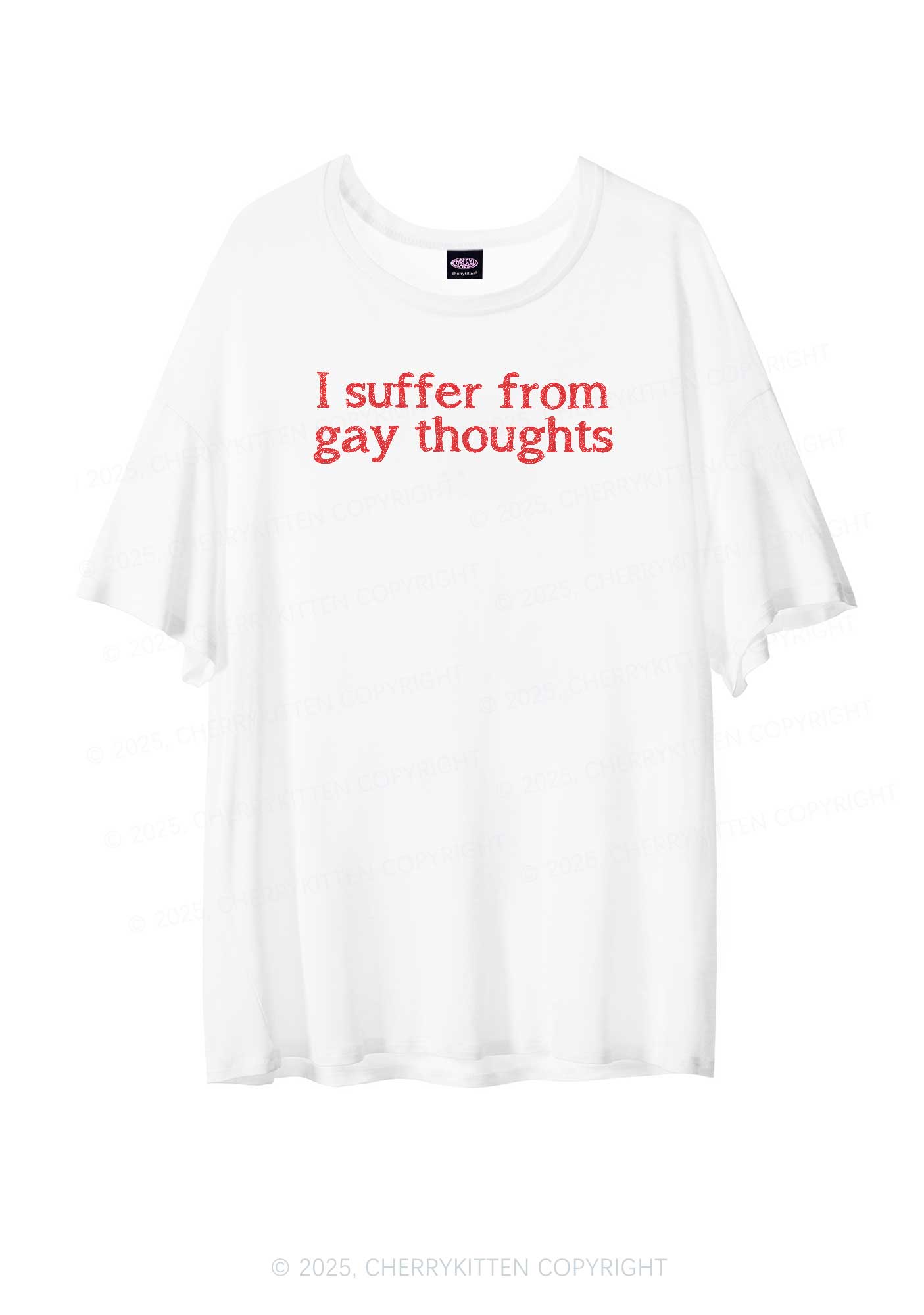 Suffer From Gay Thoughts Pride Y2K Sheer Boyfriend Tee Cherrykitten