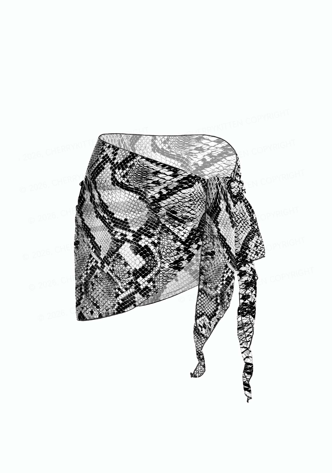 Black Snake Skin Pattern Y2K Print Bikini Set Cherrykitten