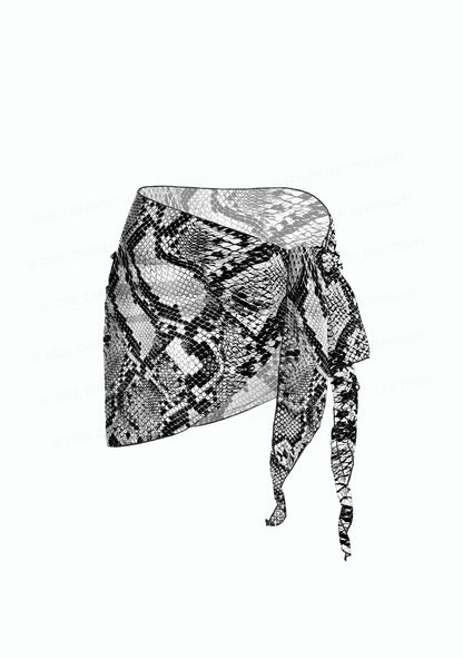 Black Snake Skin Pattern Y2K Print Bikini Set Cherrykitten