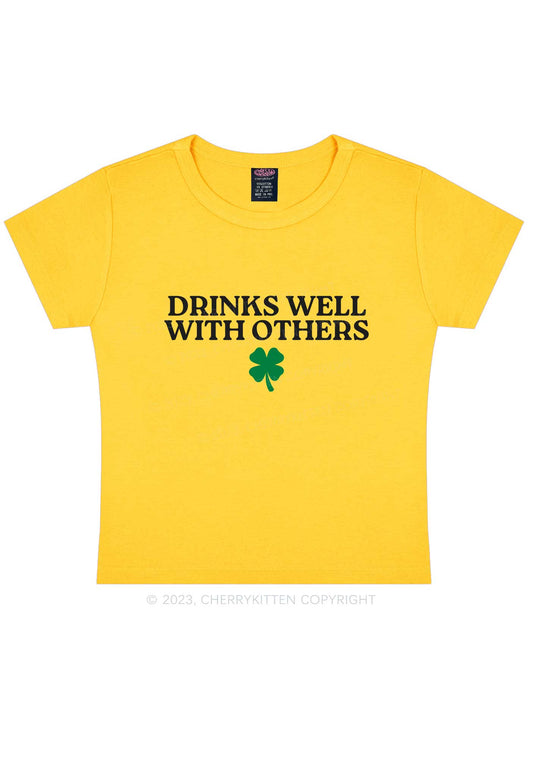 Drinks Well With Others St Patricks Y2K Baby Tee Cherrykitten