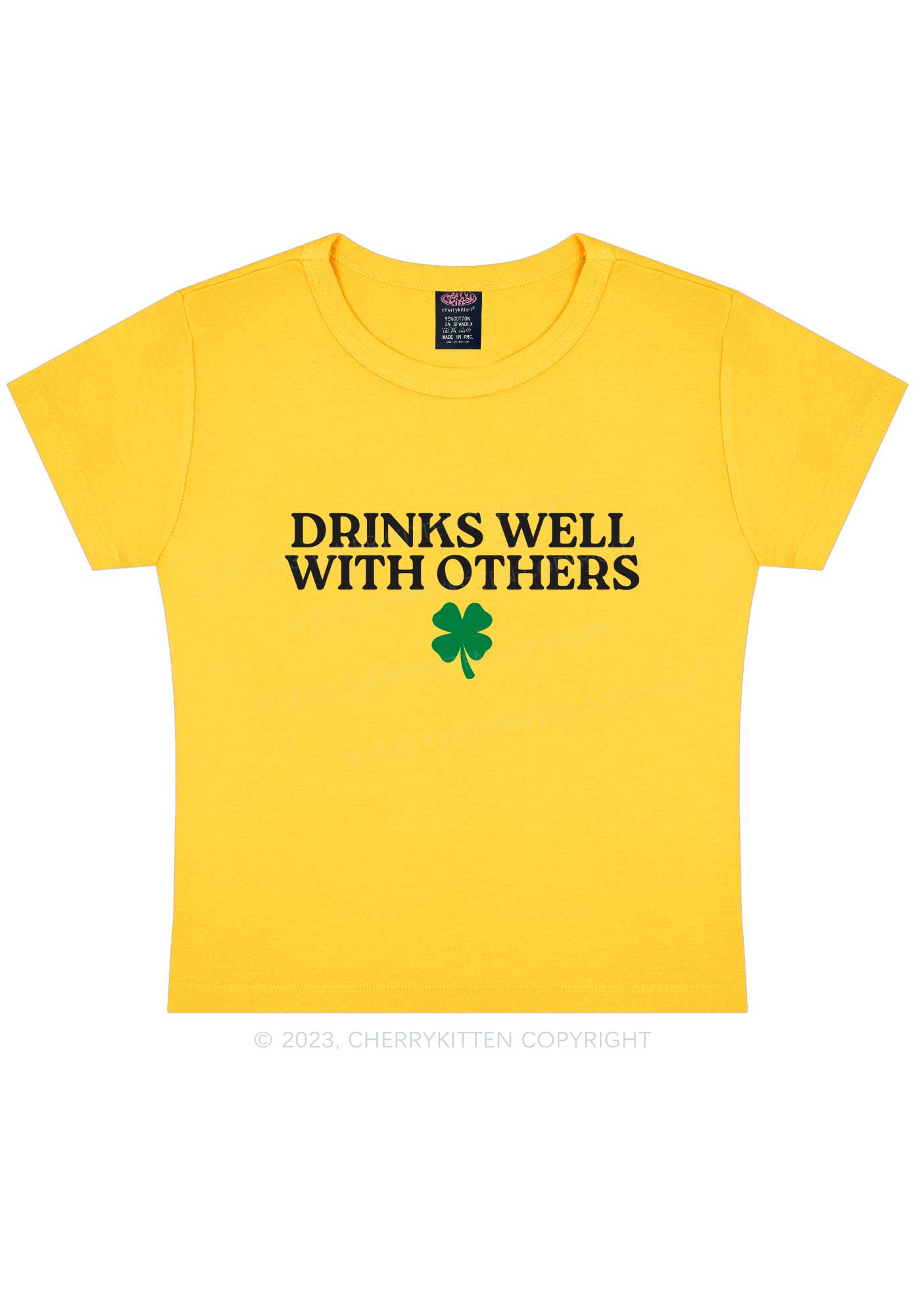 Drinks Well With Others St Patricks Y2K Baby Tee Cherrykitten