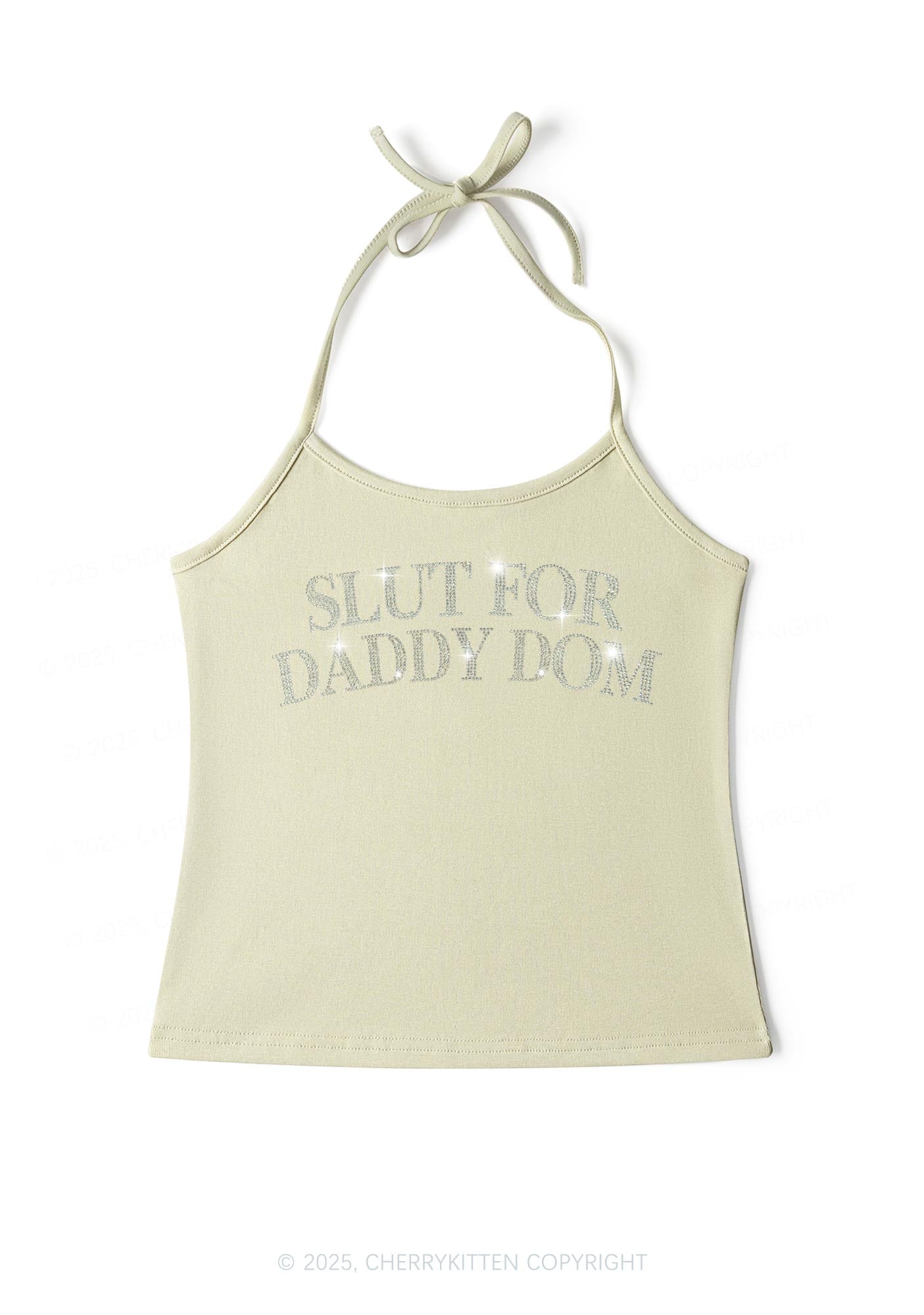 Rhinestone Slxt For Daddy Dom Y2K Halter Neck Cami Cherrykitten
