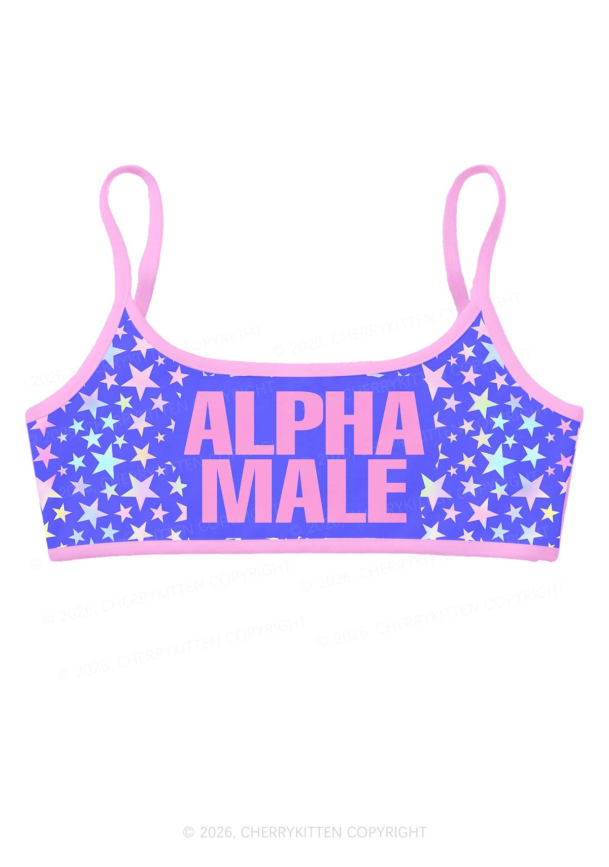 Purple Alpha Male Pride Y2K Print Super Crop Cami Cherrykitten