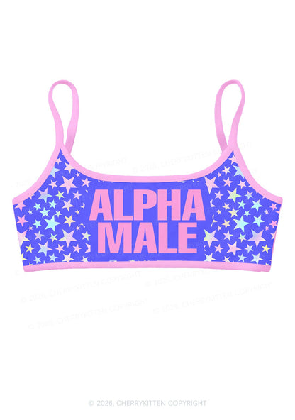 Purple Alpha Male Pride Y2K Print Super Crop Cami Cherrykitten