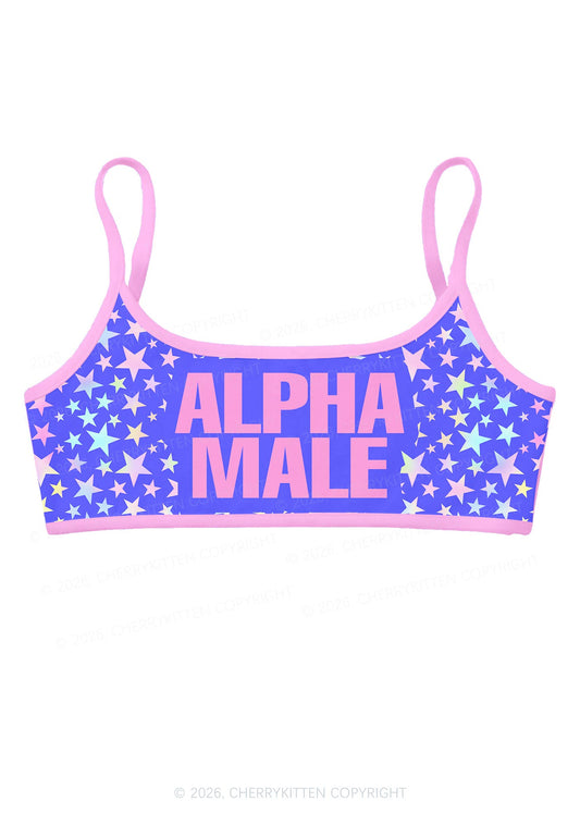 Purple Alpha Male Pride Y2K Print Super Crop Cami Cherrykitten
