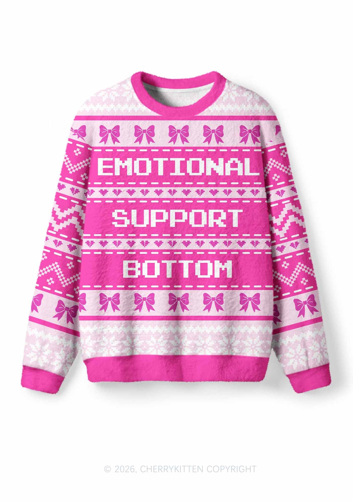 Emotional Support Bottom Pride Y2K Christmas Knit Sweatshirt Cherrykitten