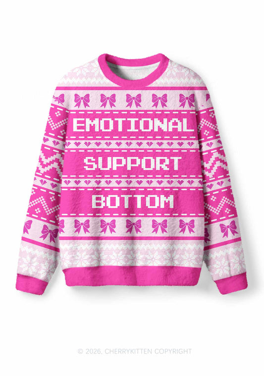 Emotional Support Bottom Pride Y2K Christmas Knit Sweatshirt Cherrykitten
