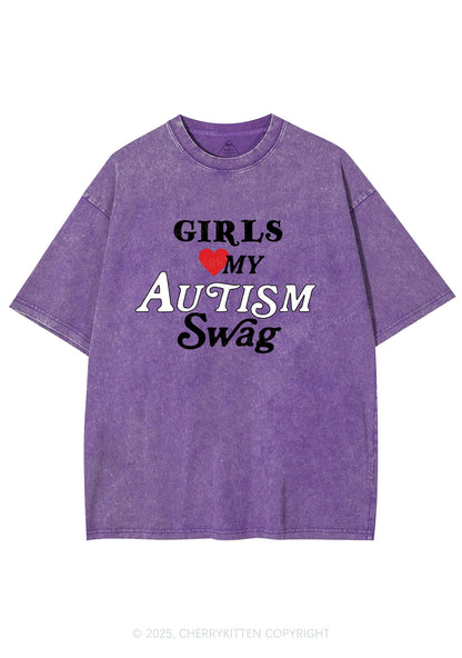 Girls Love Autism Swag Y2K Shirts Washed Tee Cherrykitten
