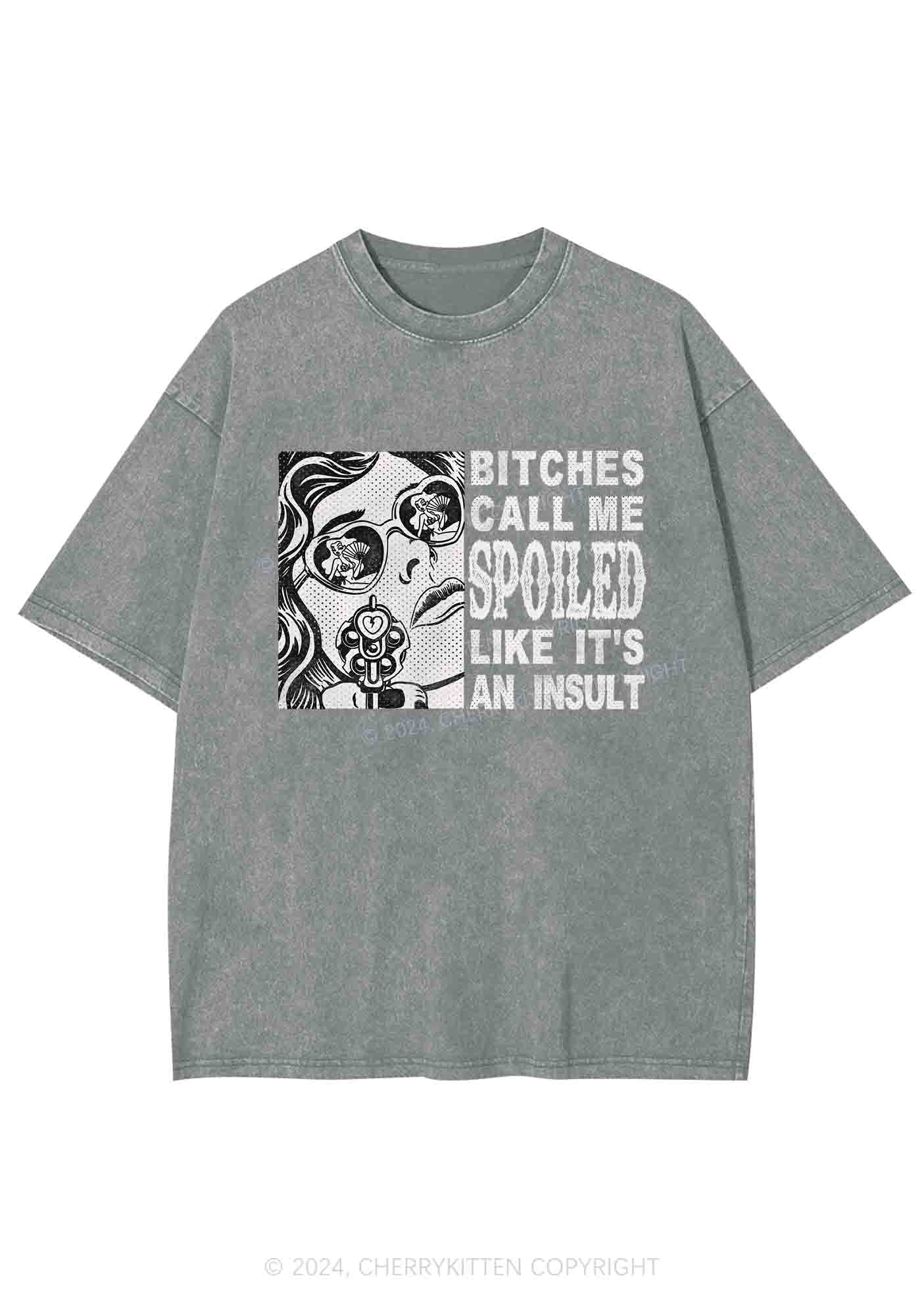 Bxxches Call Me Spoiled Y2K Washed Tee Cherrykitten