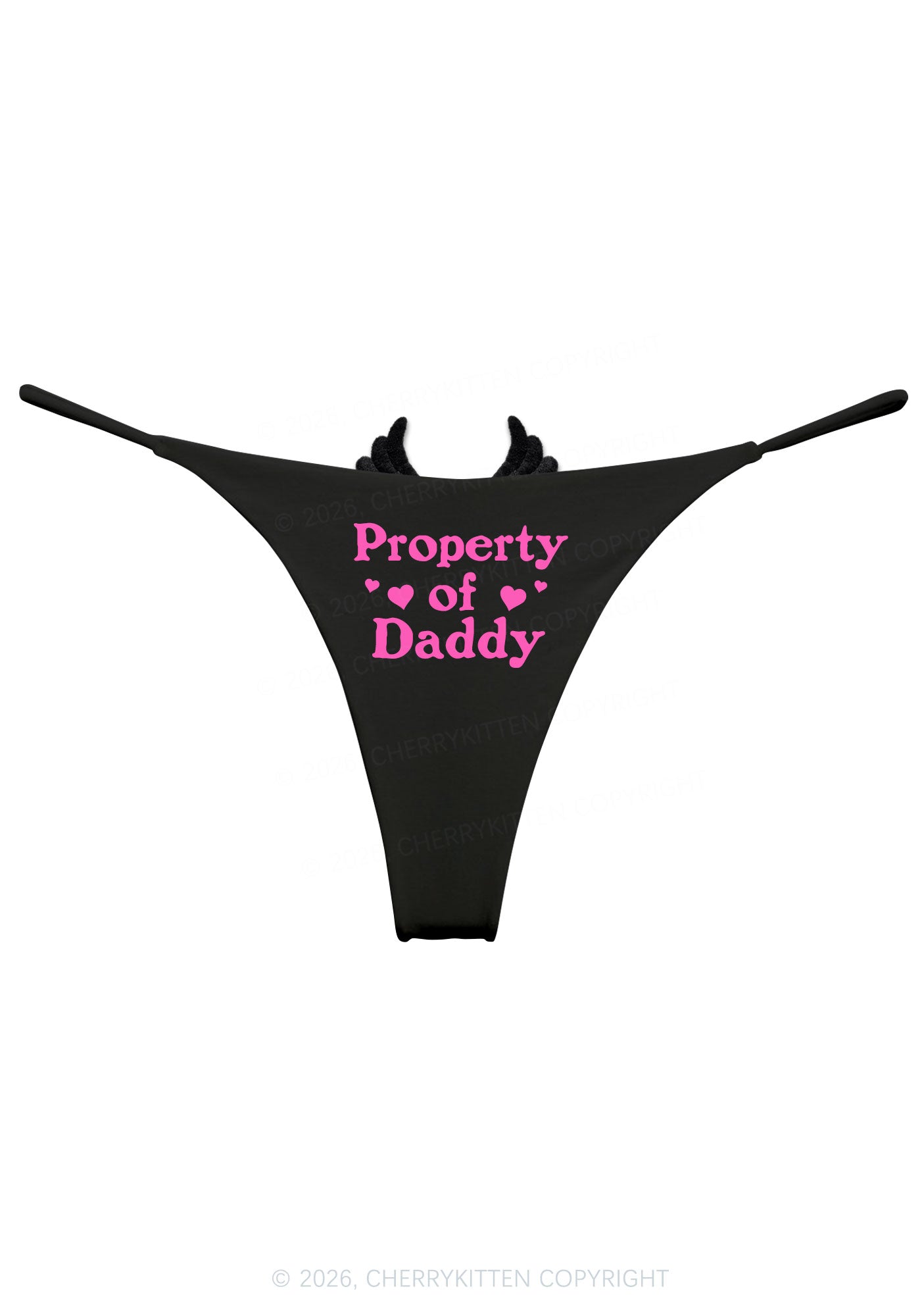 Property Of Daddy Y2K Bikini String Thong With Black Wings Cherrykitten