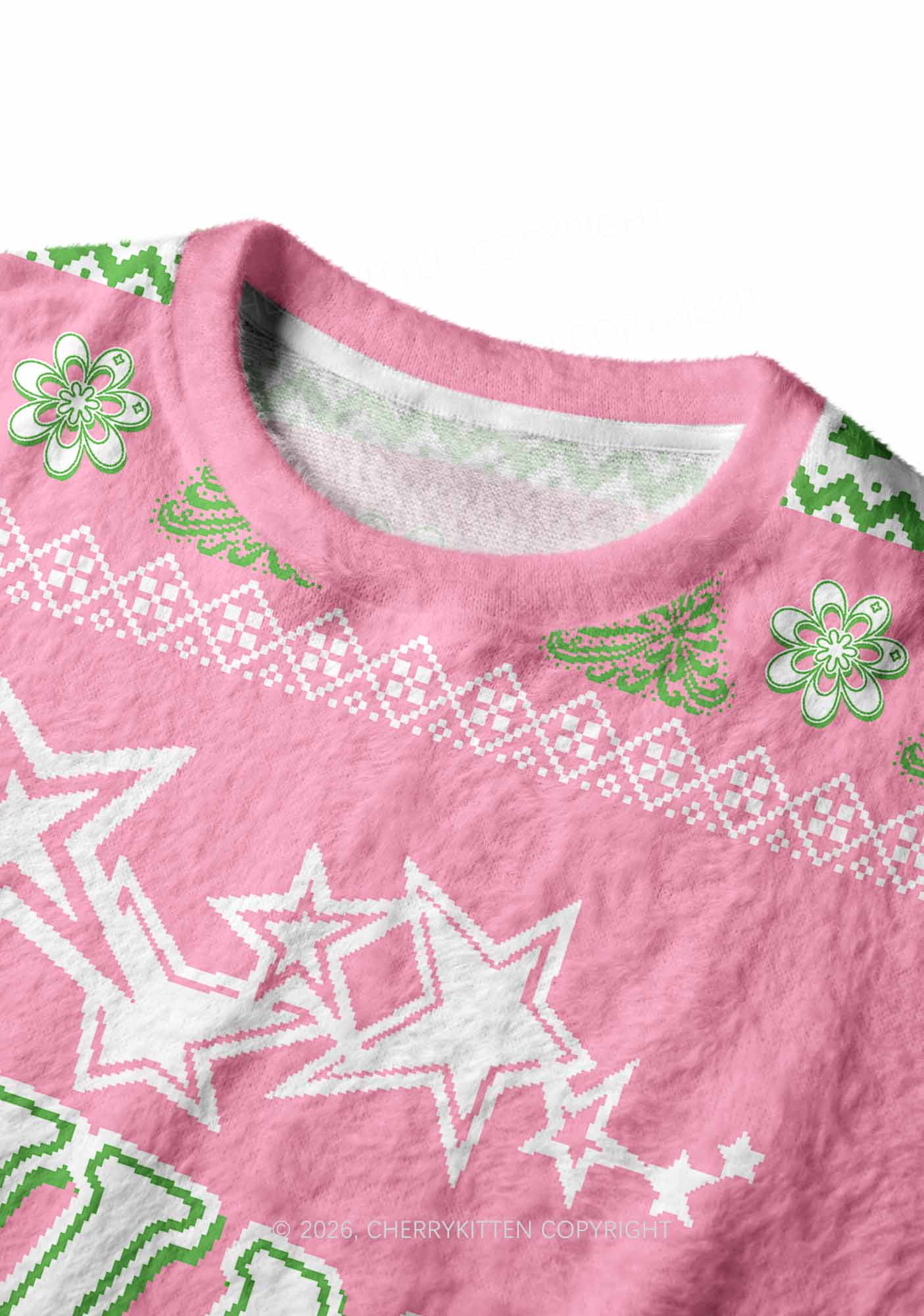 Cxxt Stars Y2K Christmas Knit Sweatshirt Cherrykitten