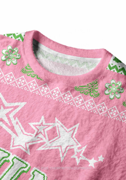 Cxxt Stars Y2K Christmas Knit Sweatshirt Cherrykitten