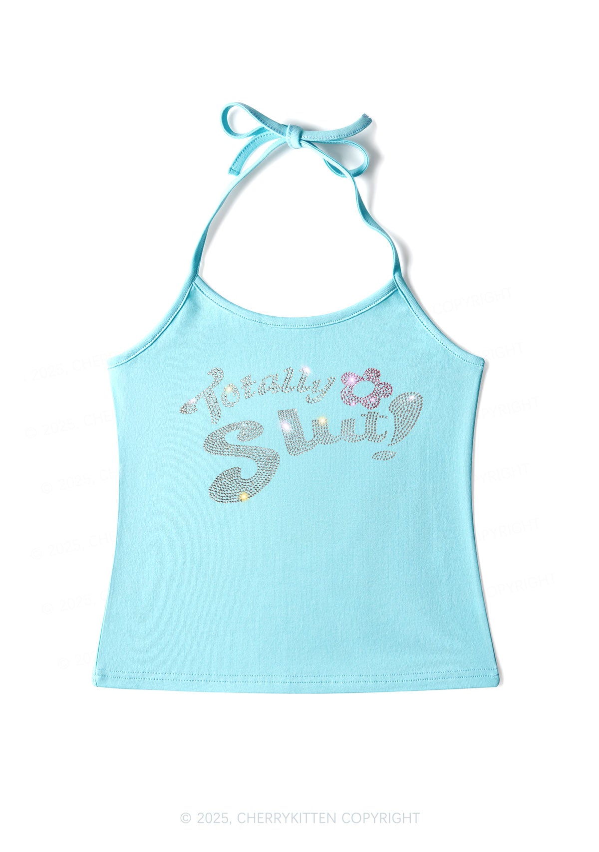 Rhinestone Totally Slxt Y2K Halter Neck Cami Cherrykitten