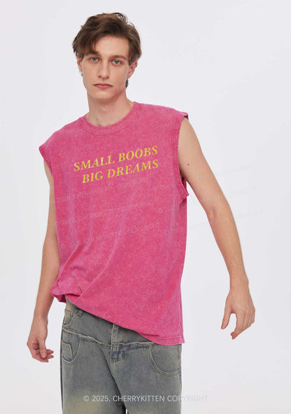 Glitter Small But Big Dreams Y2K Washed Muscle Tank Cherrykitten