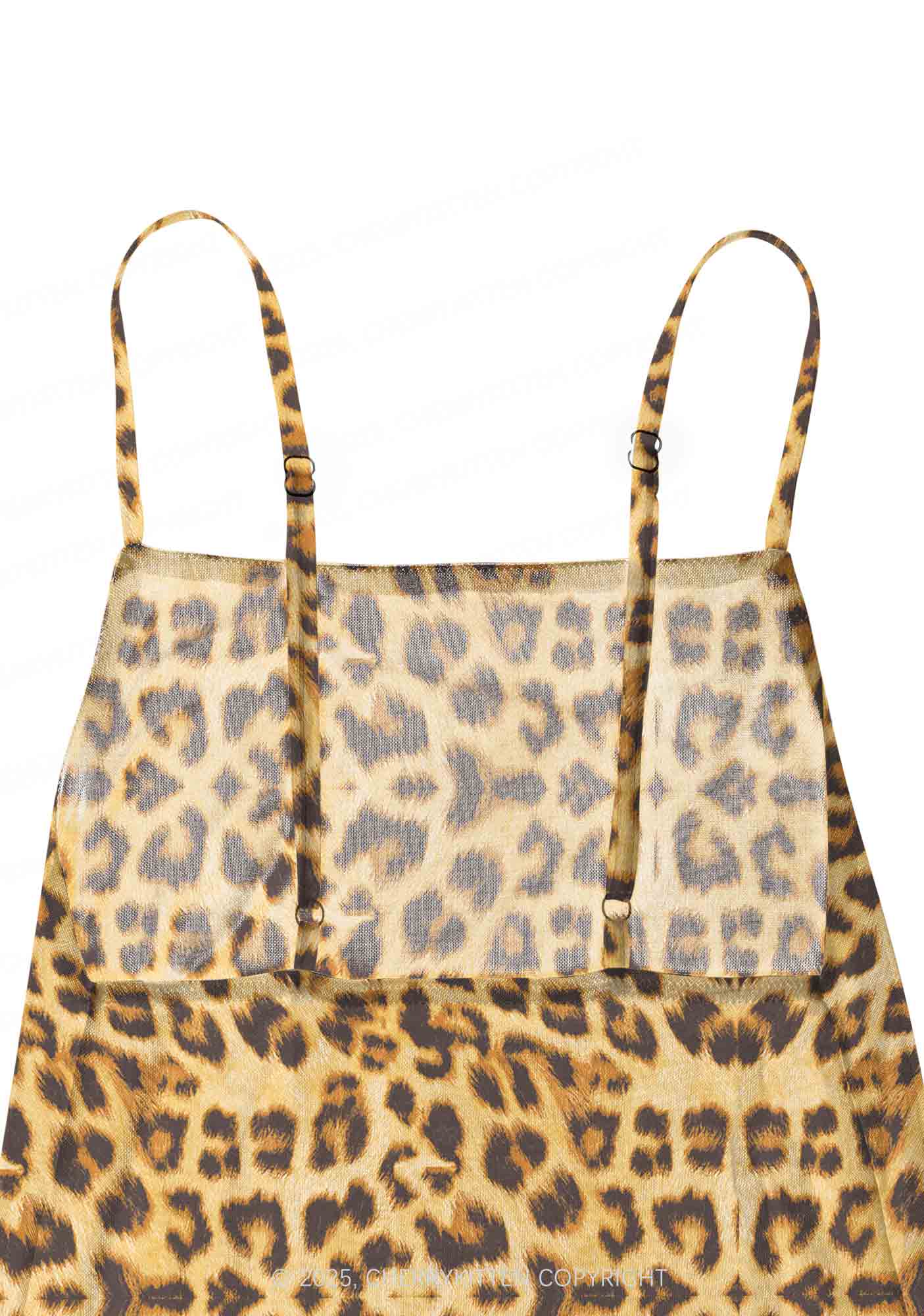 Brown Leopard Y2K Mesh Slip Dress Cherrykitten