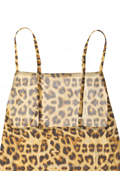 Brown Leopard Y2K Mesh Slip Dress Cherrykitten