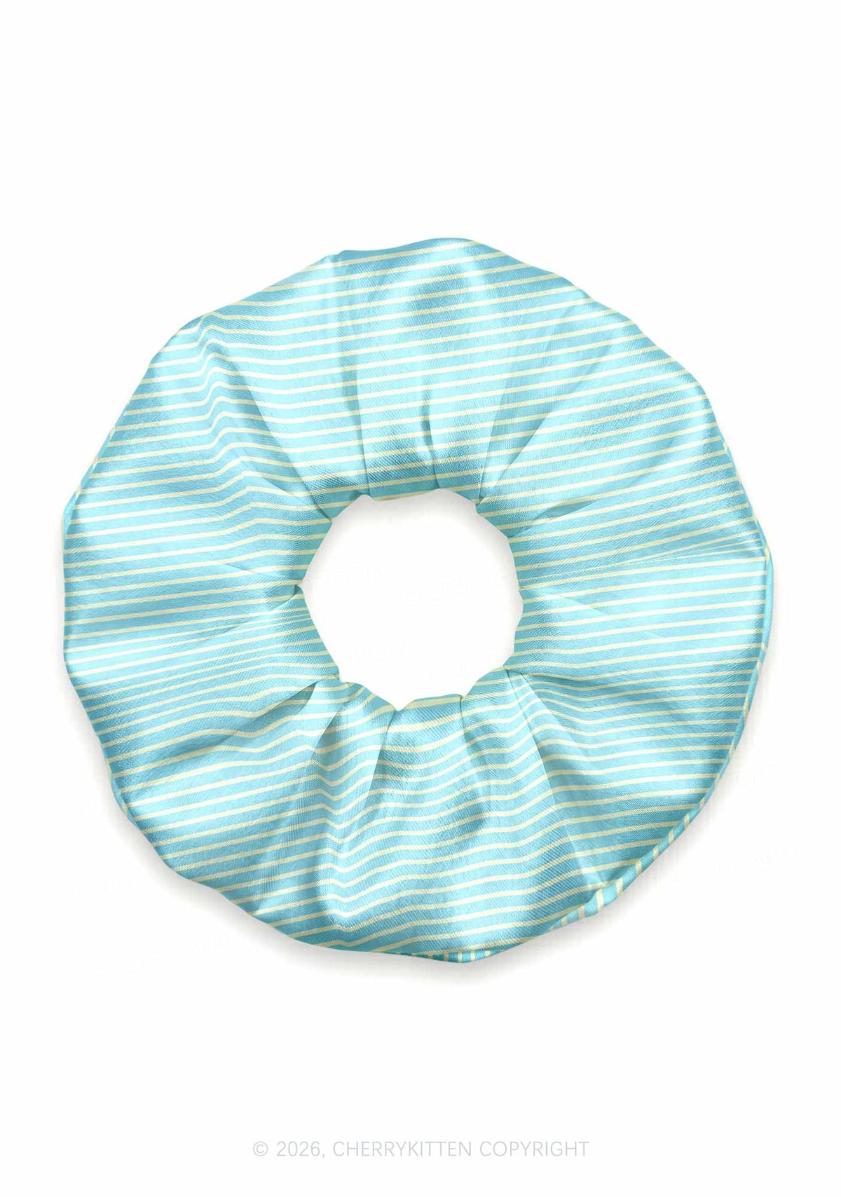 Mint Yellow Stripes Y2K Hair Scrunchie Cherrykitten