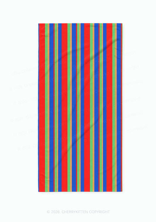 Rainbow Horizontal Stripe Y2K Beach Towel Cherrykitten