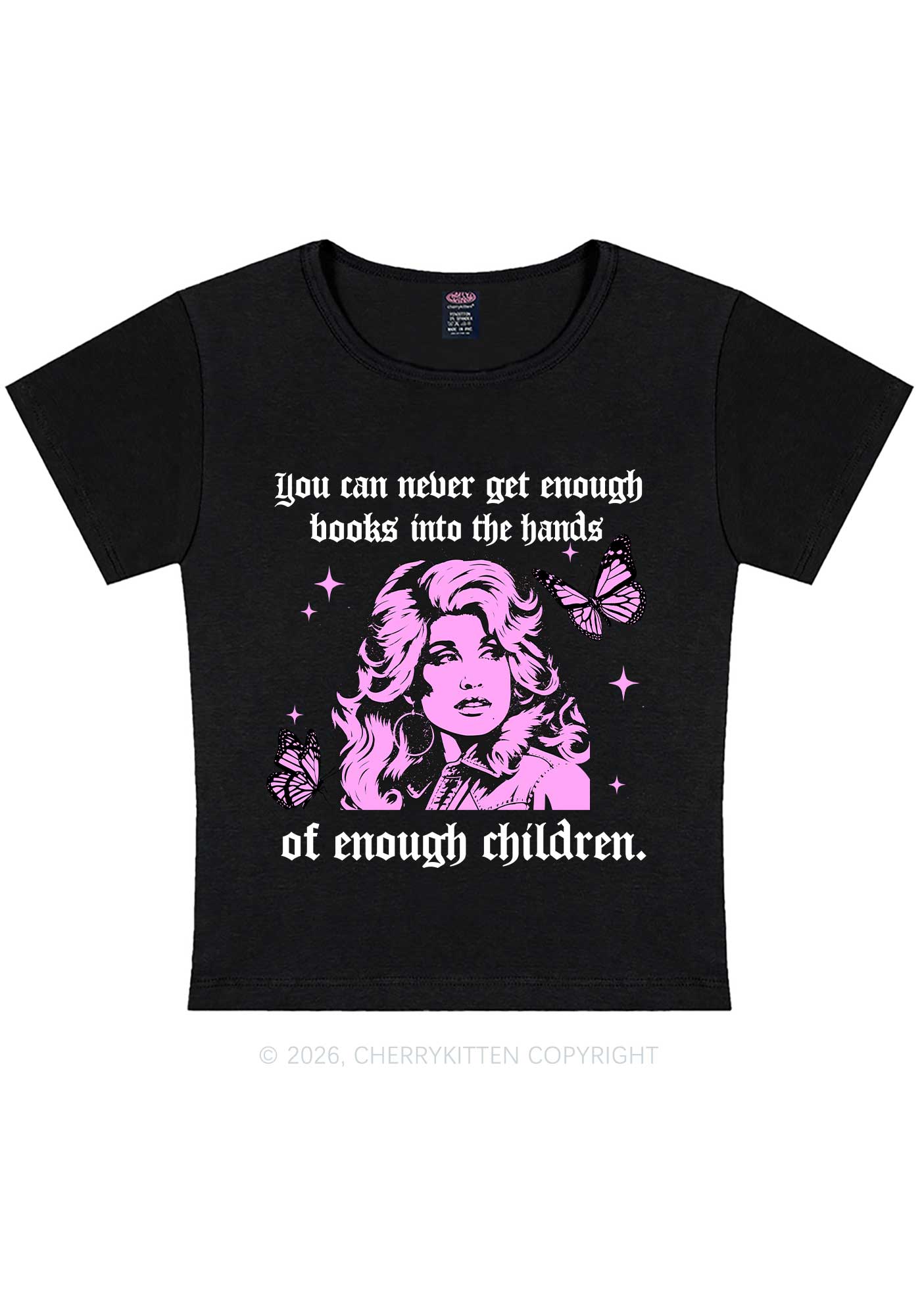 Get Enough Books Into Children Y2K Baby Tee Cherrykitten