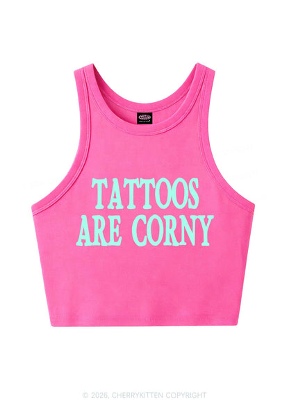 Tattoos Are Corny Y2K Crop Tank Top Cherrykitten