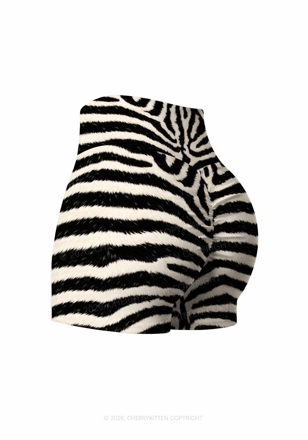 Black And White Zebra Striped Y2K Print Gym Shorts Cherrykitten