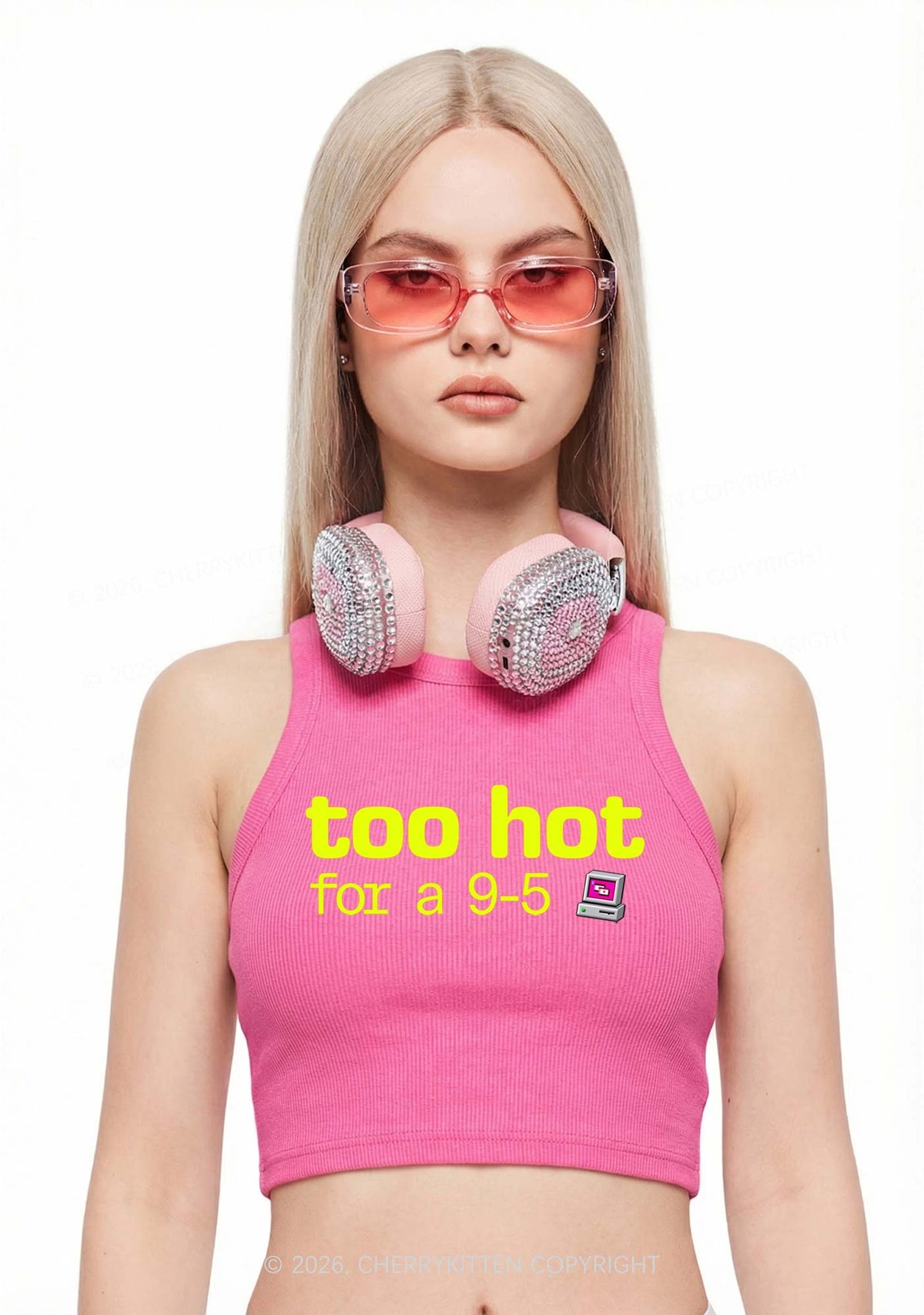 Too Hot For Nine To Five Y2K Crop Tank Top Cherrykitten
