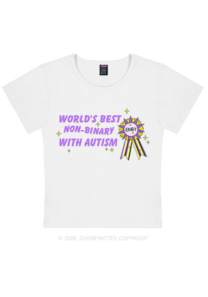 Worlds Best Nonbinary Y2K Baby Tee Cherrykitten