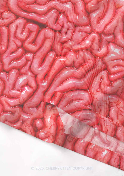 Halloween Fleshy Brain Texture Y2K Mesh Crop Top Cherrykitten