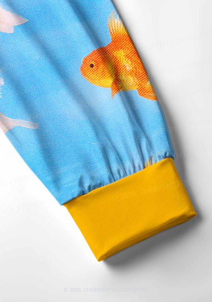 Goldfish Y2K Print Long Sleeve Pajama Set Cherrykitten