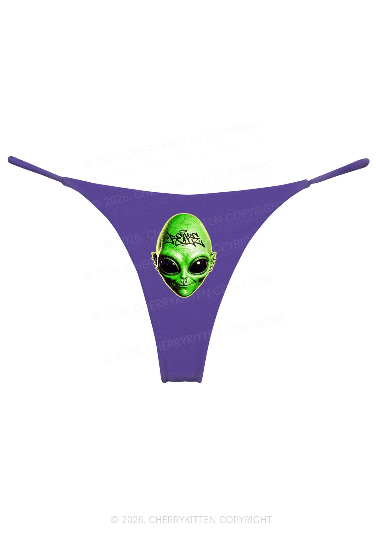 Halloween Green Alien Head Y2K Bikini String Thong Cherrykitten