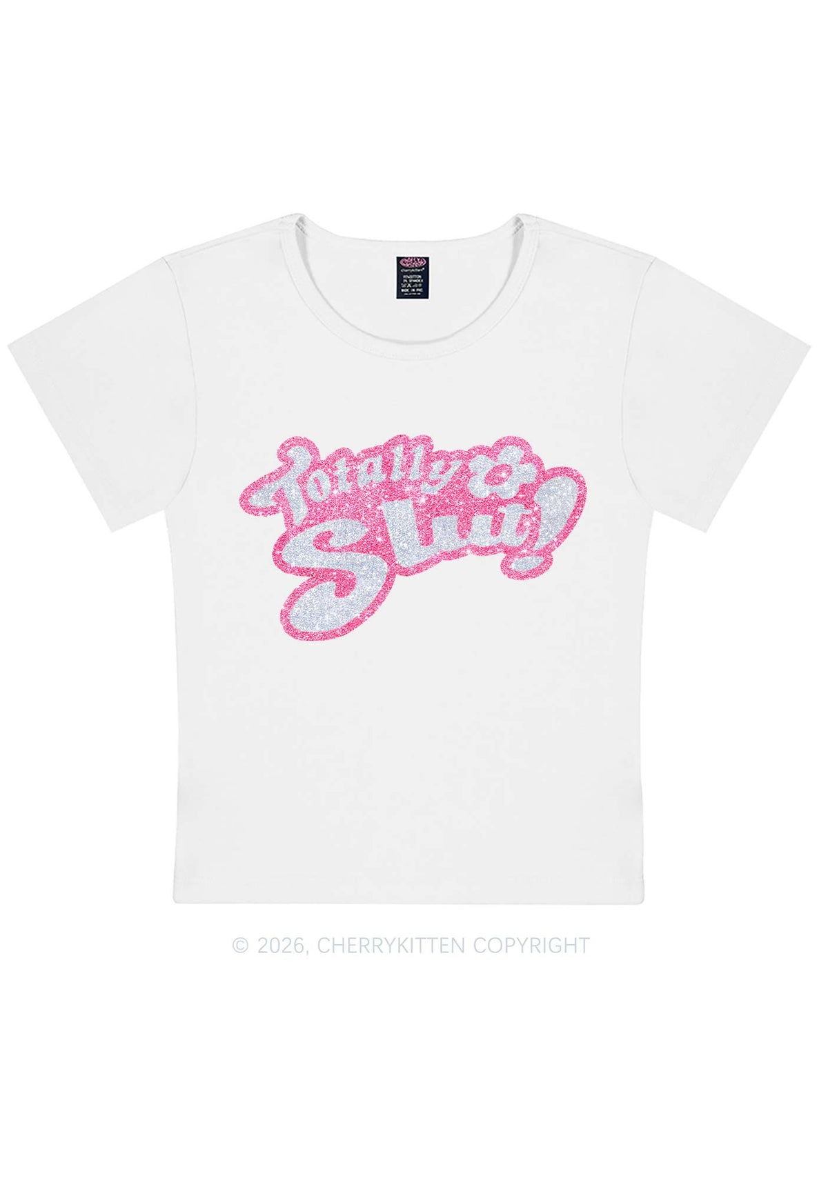 Glitter Totally Slxt Y2K Baby Tee Cherrykitten