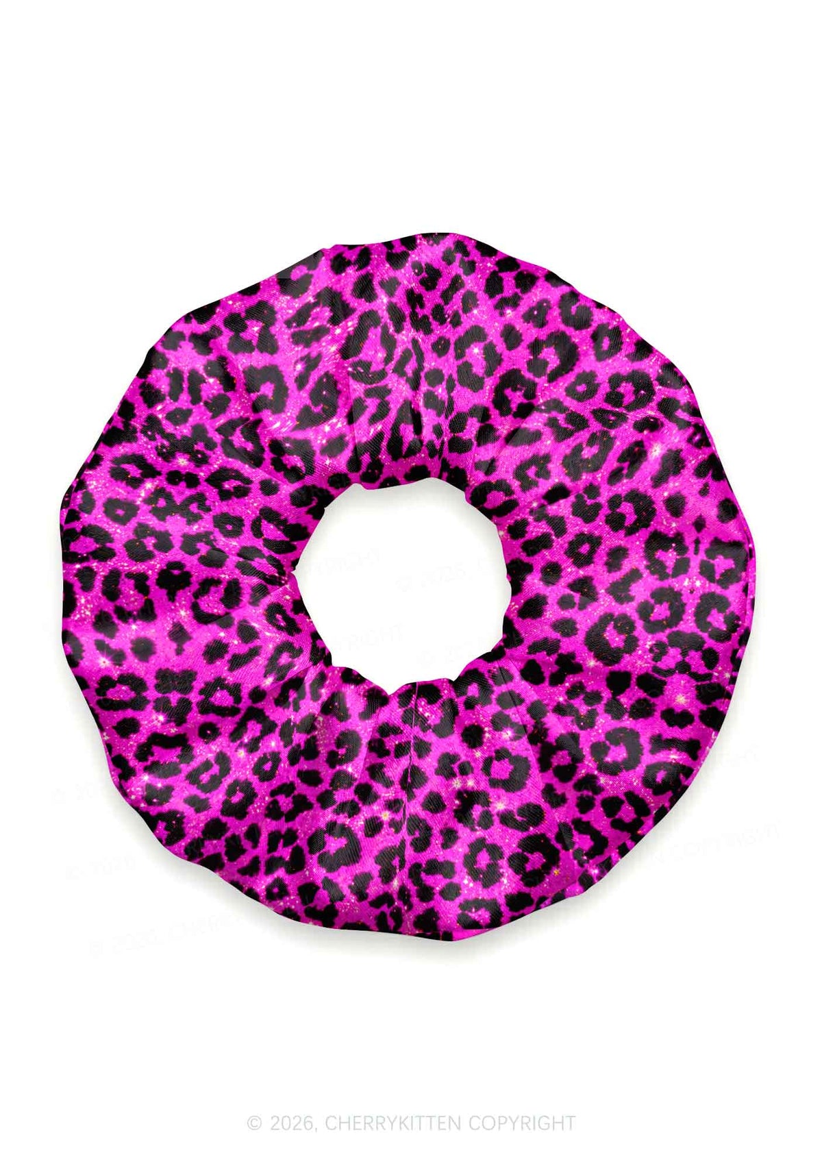 Hot Pink Leopard Y2K Hair Scrunchie Cherrykitten