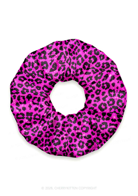 Hot Pink Leopard Y2K Hair Scrunchie Cherrykitten
