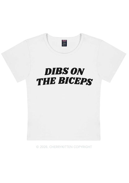 Dibs On The Biceps Y2K Baby Tee Cherrykitten