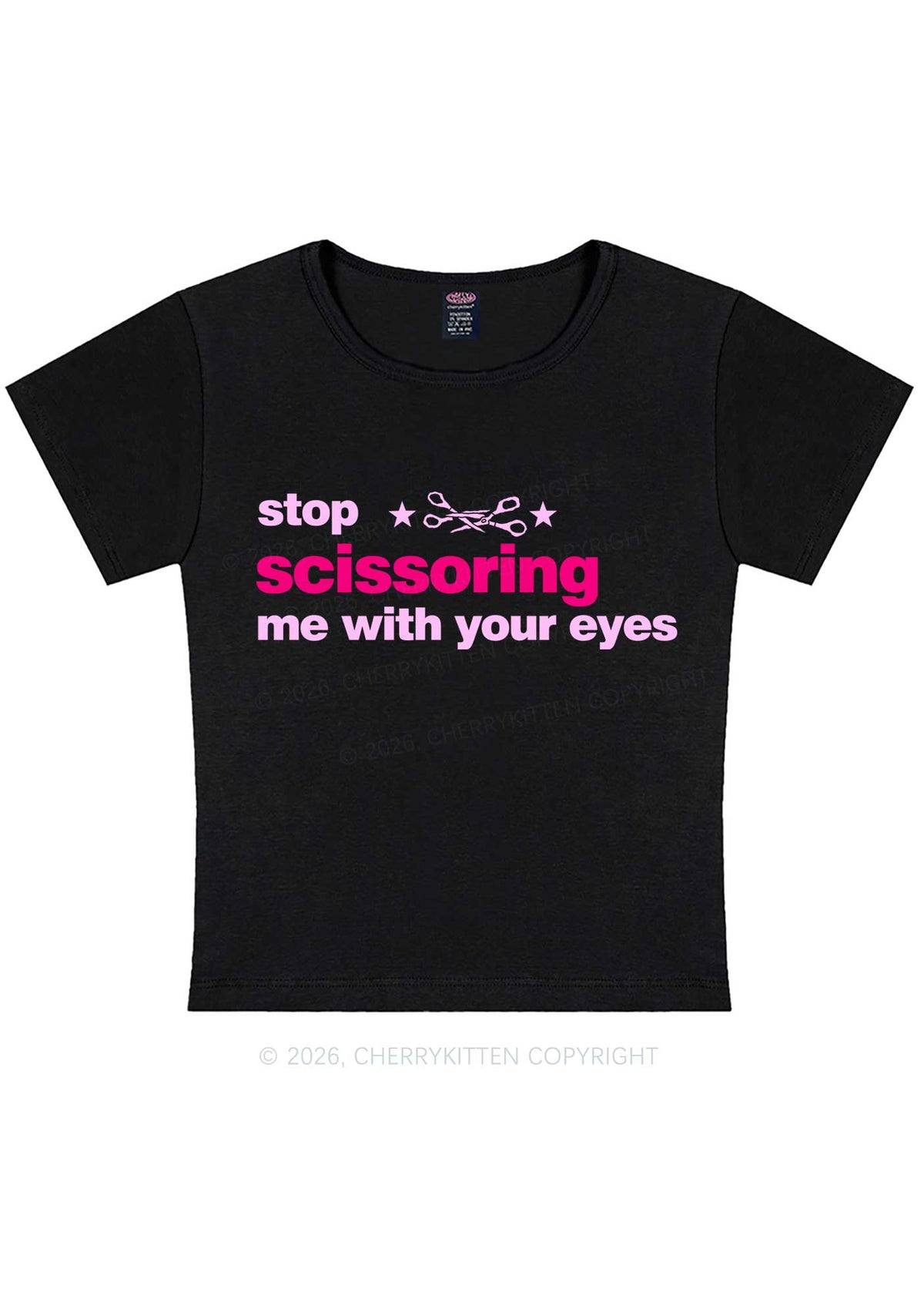 Stop Scissoring Me Pride Y2K Baby Tee Cherrykitten