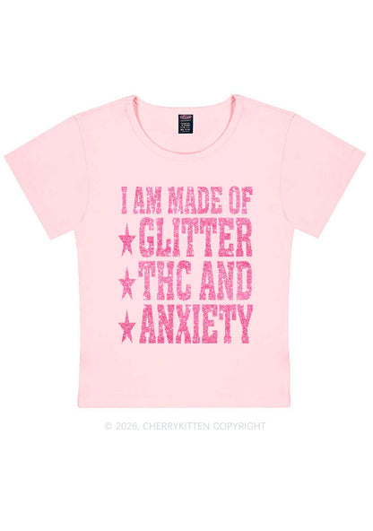 Made Of Glitter Thc Anxiety Y2K Baby Tee Cherrykitten