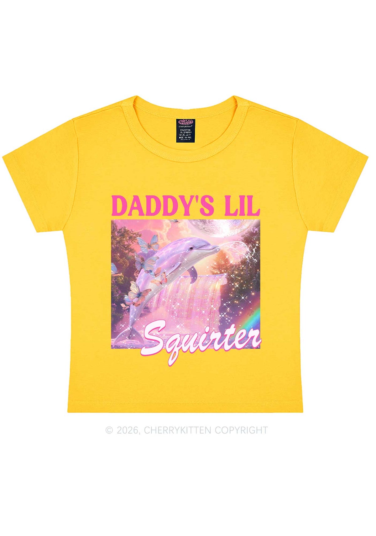 Daddys Lil Squirter Dolphin Y2K Baby Tee Cherrykitten