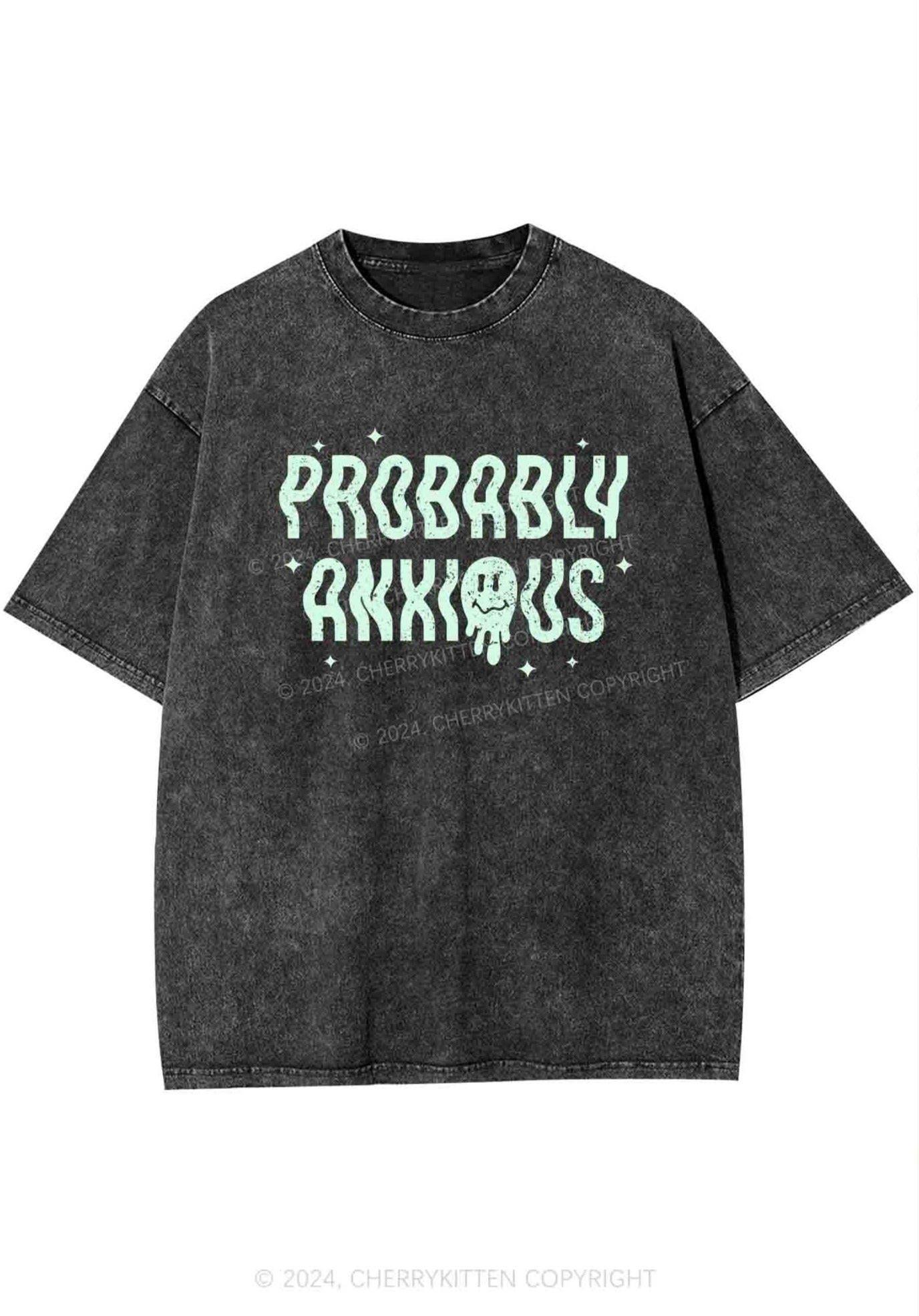 Probably Anxious Grimace Y2K Washed Tee Cherrykitten